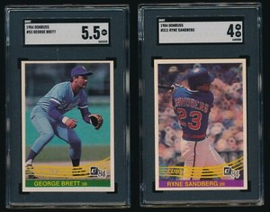 1984 Donruss Lot of 2 SGC Graded #53 George Brett & #311 Ryne Sandberg