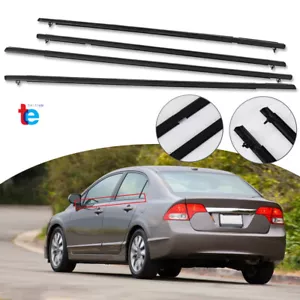4x Weather Strip Outside Window Moulding Trim Seal Belt For Honda Civic 2006-11 - Picture 1 of 7
