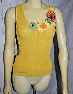 Vintage Moschino Cheap and Chic yellow cotton sleeveless flower floral top 6 - Picture 1 of 10