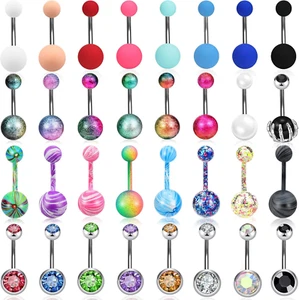 32 Pcs 14G Belly Button Rings Belly Rings for Women Belly Piercing Jewelry Belly - Picture 1 of 7