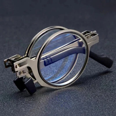Metal Round Folding Reading Glasses Anti-Blue Light Reading Glasses Women Men