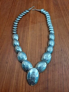 Native American Navajo Sterlingsilber Kissen Perle Perlen Halskette - Bild 1 von 6