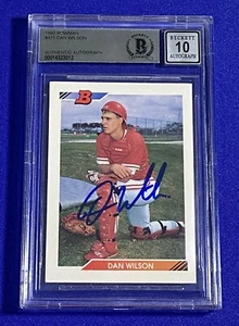 Dan Wilson SIGNED 1992 Bowman RC Card #471 BAS Slab Auto Cincinnati Reds Beckett - Picture 1 of 2