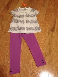NWT Gymboree Posh And & Playful Purple Leggings City Print Top Shirt 6 Outfit - Picture 1 of 3