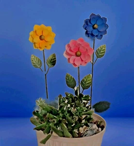 Blumen 3 bunte Metall große 16" Blumen Haus/Garten Dekor - Bild 1 von 6