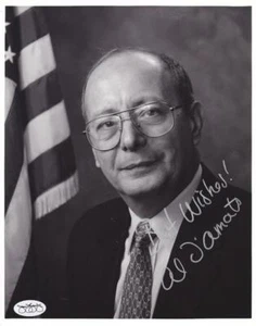 AL D'AMATO signiert "Best Wishes" auf 8x10 s/w Foto USA Senator NY JSA Sticker - Bild 1 von 1