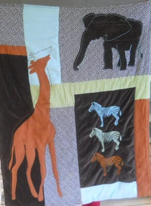 Beautiful Jungle Animals Zebra Giraffe Elephant baby Quilt comforter Summer   A2 - Picture 1 of 5