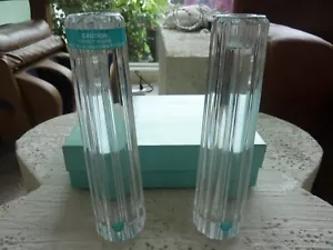Tiffany & Co Candle Holders Pillars ATLAS Fluted Crystal w/ Box - Picture 1 of 6