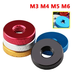 M3 M4 M5 M6 Aluminium Alloy Flat Knurled Thumb Thin Nuts Short Nuts Through Hole - Picture 1 of 7