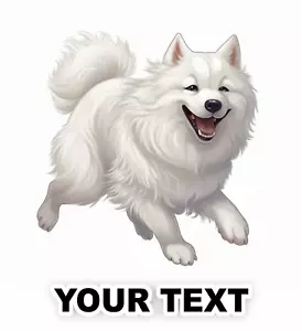 Set of 2 Samoyed Dog Decal Stickers with Free Custom Text - Foto 1 di 5