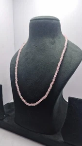 Pink Rose Quartz 5mm Round Smooth Beads 925 Sterling Silver 18" String Necklaces - Picture 1 of 8