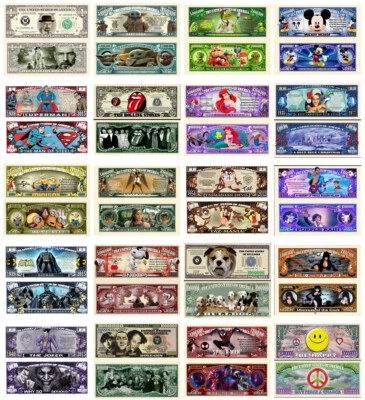 1000 Different Funny Money Play Novelty Dollar Bill Notes with FREE SLEEVES - Image 1 of 4