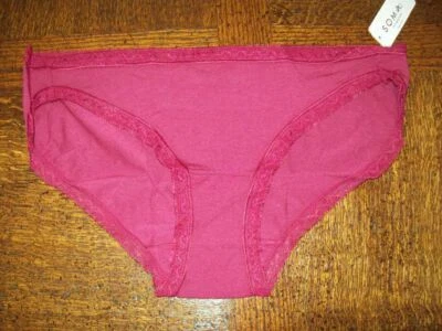 NWT SOMA BIKINI PANTIES W LACE COTTON MODAL 570287493 RED BRICK L - Image 1 of 2
