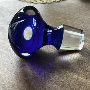 Cobalt Blue & Clear Art Windowpane Glass Decanter STOPPER ONLY *READ* - Picture 1 of 8