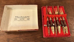 S Samran Thailand Co, Thai Bronze Hors D'oeuvres Knife/Fork Set - Picture 1 of 11