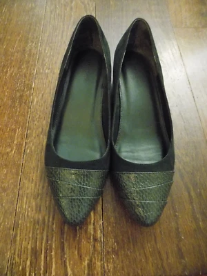 Vestido Granero Verde Gamuza Imitación Piel de Serpiente Capas Ballet Cuña Oculta 1" Tacón Talla 7 Foto 1 de 4