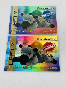 🔥1998 TY Beanie Babies • Lefty 🇺🇸 The Donkey • Retired • Red & Blue Cards • - Picture 1 of 2