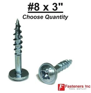 Kreg #8 x 3" Zink Grobgewinde Taschenlochschrauben Phil/Vierkant (Menge auswählen) - Bild 1 von 10