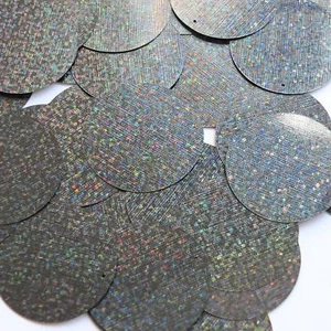 Round Sequin 40mm Black Metallic Embossed Texture Loose Couture Paillettes - Picture 1 of 2