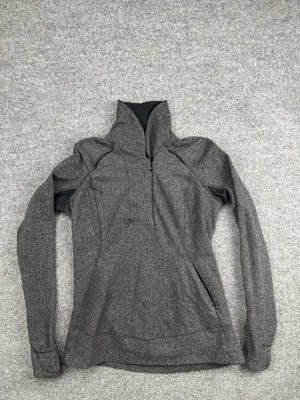 Pullover Lululemon Mujer 10 Gris Negro Espiga Media Cremallera Bolsillo para Pulgares Foto 1 de 4