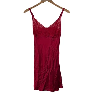 Vintage Y2K Private Luxuries Silk Lace Teddy Nightgown Womens S Small Red - Picture 1 of 4