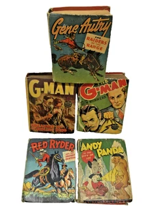 Little Golden Books Lot of 4 + 1 G Man, Red Ryder Gene Autrey Andy Panda Vintage - Picture 1 of 6