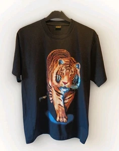 Vintage 90's Spirit International Tiger Duel Print T-shirt Size M/L - Picture 1 of 17