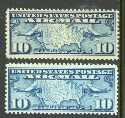 USA 1926 Airmail 10¢ Blue Map & Mail Plane Scott C7 Shades MNH Y583 - Image 1 of 4