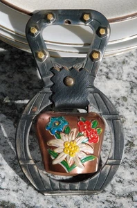 Enzian, Edelweiß, Almrausch, Flaschenöffner, mit Kuhglocke Kupfer, ca. 12 cm - Bild 1 von 3