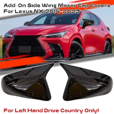 Par de tapas de espejo tapa negra brillante autoadhesiva para Lexus NX 2014-2023 - Imagen 1 de 4