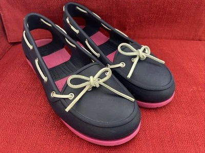 Crocs лодки туфли пляж линия женщин 11 W палубы поскользнуться на мокасинах розовый/фиолетовый - Изображение 1 из 4
