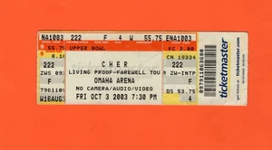 Boleto de concierto Cher 2003 sin usar Omaha, NE, prueba viviente, gira de despedida - Imagen 1 de 1