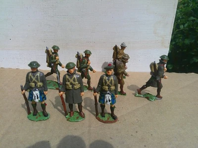 authenticast, Milicast HE, 8x ww1 US & British Infantry lead 54mm painted, LM - Image 1 of 3