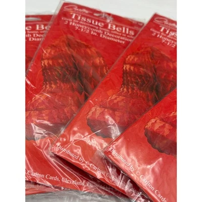 批量 3 件 复古 蜂窝纸巾 红色 圣诞节 Carlton NOS — 第 1/4 张图片