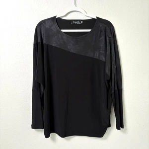 Top Sympli Storm Boxy Foil taglia 8 nero pullover dettagli bottoni blusa elasticizzato - Foto 1 di 13
