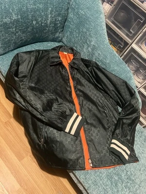 Gucci Reversible GG Nylon Men’s Jacquard Jacket Green/Orange - Image 1 of 4