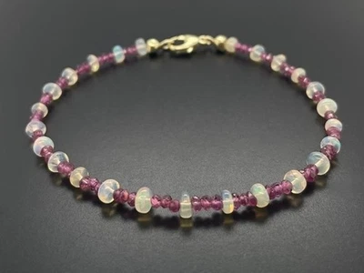 ARMBAND 925/- SILBER VERG. MIT RHODOLITH & KRISATALLOPAL SILBERZEIT SCHMUCKJAGD - Bild 1 von 4