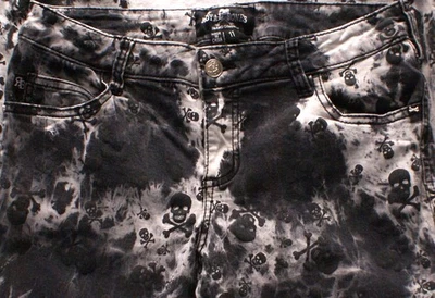 Royal Bones Dang Goodman Black White Skull Skinny Jeans, Women's Size 11 (29X28) - Image 1 of 4