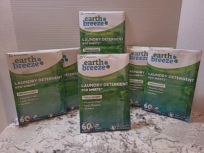 UNSTAMPED 6-Earth Breeze Laundry Detergent Eco Sheets (360 Loads) Fresh Scent New READ