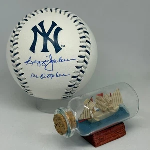 Reggie Jackson signed Yankees Team Stitch Logo Baseball JSA HOF Inscribed A3891 - Picture 1 of 1