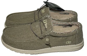 Zapato mocasín Hey Dude Wally de lona con tuerca para hombre talla 11 cómodo zapato con cordones ligero - Imagen 1 de 8
