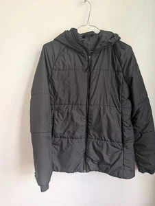 Adidas Black Lightweight Quilted Hooded Coat Size L (T37) - Picture 1 of 10