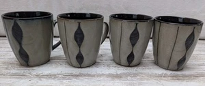 Set of 4 Sango Prelude Black Cups Mugs #4508 Stoneware Nice - Picture 1 of 11