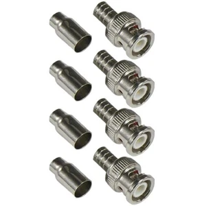 4 Pcs BNC Male Crimp On Connector RG59 Coax Coaxial Cable Adapter CCTV Camera - Picture 1 of 2