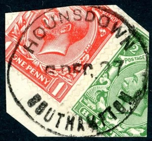 1927 GB Hounsdown/Southampton Hampshire matasellos de goma en pieza - Imagen 1 de 1
