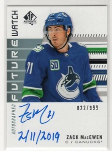 2019-20 SP Authentic #170 Zack MacEwen Auto Autograph RC #022/999 Inscribed - Picture 1 of 1