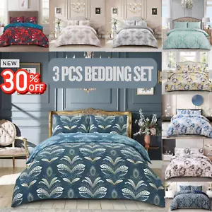 3 Piece Bedding Set Rich Cotton Duvet Double King Quilt Cover Pillowcase Cushion - Picture 1 of 73