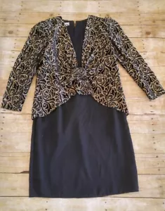Womens Dress Size 10 Mother of the Bride NICE Sparkle Gold Velvet Formal - Picture 1 of 8