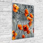 Wand-Bild Kunstdruck aus Acryl-Glas Hochformat 70x100 Feld Mohnblumen