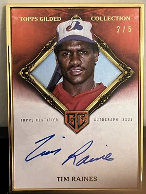 TIM RAINES 2023 TOPPS GILDED COLLECTION /5 GOLD FRAMED HALL OF FAMERS AUTOGRAPH - Image 1 of 2